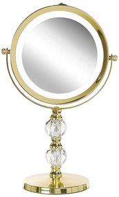 Specchio da tavolo LED oro ø 18 cm CLAIRA Beliani