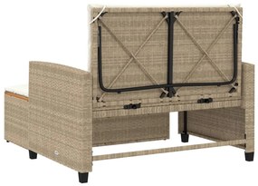 Divano Giardino con Cuscini 2 Posti Beige Polyrattan e Acacia