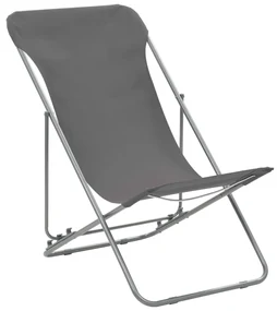 Sedia da spiaggia pieghevole 2 pz acciaio tessuto oxford grigio