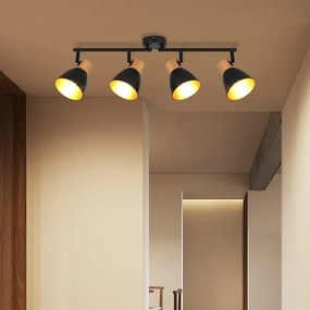 Brilagi - Plafoniera con 4 faretti ODENSE 4xE14/10W/230V in legno di caucciù/nero