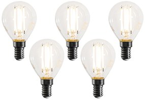 Set di 5 Lampadine LED a filamento E14 dimmerabili G45 trasparenti 4W 470LM 2700K