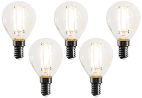 Set van 5 E14 dimbare LED lampen filament G45 helder 4W 470 lm 2700K