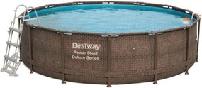 Piscina Fuori Terra Bestway Power Steel Design Rattan 427x107 cm Pompa Filtro a Cartuccia da 2.574 litri/ora