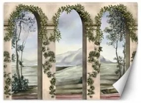 Carta Da Parati, Colonne e archi con edera 100x70 Effetto Liscio Fliselina TNT