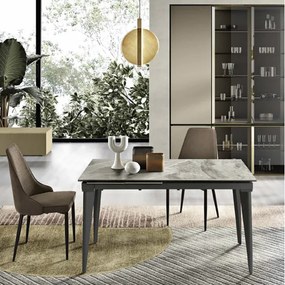 Tavolo allungabile 200 cm ULISSE con top grčs porcellanato effetto Marmo Grigio