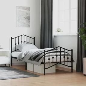 Giroletto con testiera e pediera metallo nero 80x200 cm