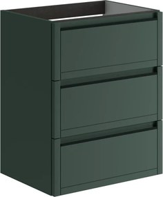 Mobile da bagno sospeso sotto lavabo L 59.5 x H 78 x P 45.5 cm verde opaco, 3 cassetti TRATTO