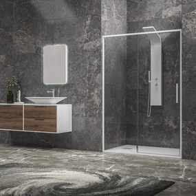 Porta doccia 130 cm colore bianco vetro 6 mm altezza 200h | KLA4000B - KAMALU