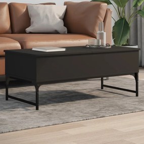Tavolino Salotto Nero 100x50x40 Cm Legno Multistrato E Metallo /