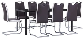 Set Sala Da Pranzo 9 Pz İn Similpelle Marrone /