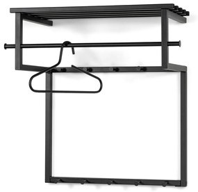 Attaccapanni da parete nero in metallo con scaffale 76 cm Rizzoli – Spinder Design