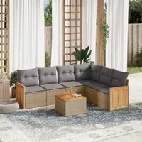 Set Divani da Giardino 7 pz con Cuscini Beige in Polyrattan 3260092