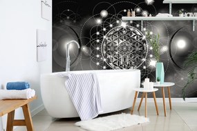 Carta da parati – Mandala affascinante in bianco e nero