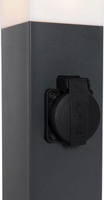 Lampada da esterno grigio scuro con picchetto e pressacavo 80 cm, con presa integrata IP44 - Malios