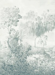 Sanderson Carta da parati panoramica Highgrove Arboretum - Ether Blues