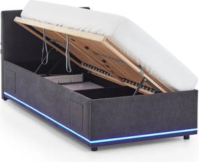 Letto da bambini grigio scuro imbottito con contenitore e rete inclusi 90x200 cm Circle – Meise Möbel