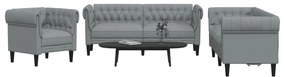 Set Di Divani 3 Pz Grigio Chiaro İn Tessuto /