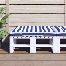 Cuscino Per Pallet Strisce Bianche E Blu 120x80x12cm İn Tessuto /
