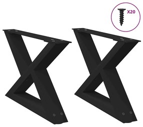 Gambe Per Tavolino 2 Pz Nero 60x(30-31,3) Cm İn Acciaio /