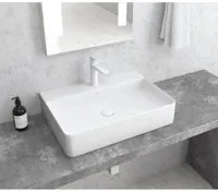 Lavabo da appoggio antares in ceramica bianco opaco