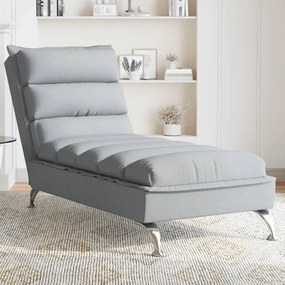 Chaise longue con cuscini grigio chiaro in tessuto