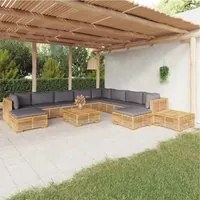 Set Divani da Giardino 12 pz con Cuscini Legno Massello di Teak 3100888