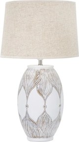 Lampada da tavolo bianca/beige con paralume in tessuto (altezza totale 67 cm) Atene – Mauro Ferretti