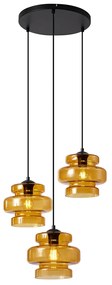 Lampada a sospensione retrò nera con vetro arancione a 3 luci - Denise