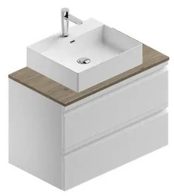 Mobile da bagno sotto lavabo Pull bianco cotto L 80 x H 56 x P 46 cm 2 cassetti, lavabo non incluso