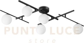 Atlas plafoniera 5 luci attacco g9 colore nero in metallo e diffuso...