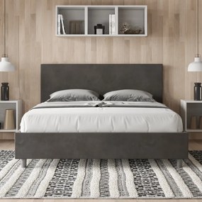 Letto contenitore da 160x190 in microfibra grigio Adele
