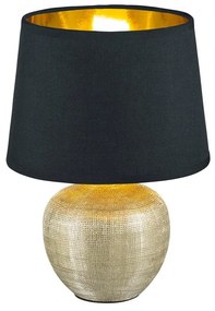 Lampada da tavolo in ceramica nera e tessuto, altezza 26 cm Luxor - Trio