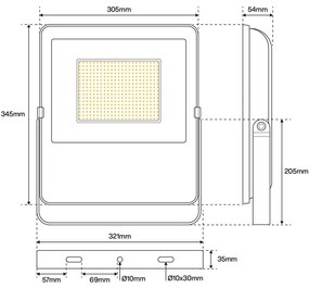 Proiettore LED 150W IP65 145lm/W Colore Bianco Naturale 4.000K