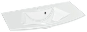 Lavabo integrale ovale vasca centrale L 91.5 x H 1.2 x P 49.2 cm in vetro bianco lucido