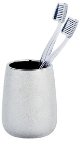 Bicchiere per spazzolino da denti in ceramica color argento Glimma - Wenko