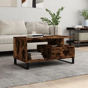 Tavolino Da Salotto Rovere Fumo 90x49x45 Cm Legno Multistrato /