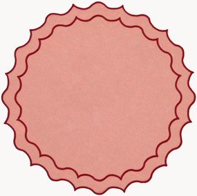 Tovaglietta rotonda con bordo ricamato Navy