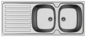 Lavello 2 vasche con gocciolatoio a sinistra DELINIA Kama inox L 50 x L 120 cm argento