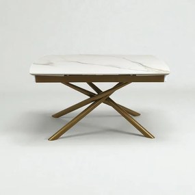 Tavolo da pranzo allungabile Veral 160-240x90 cm marmo bianco e gambe oro