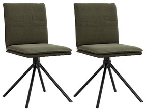Sedia Da Pranzo Verde Militare İn Similpelle Scamosciata /