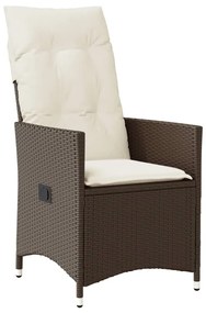 Sedie reclinabili giardino 2pz con cuscini marrone polyrattan