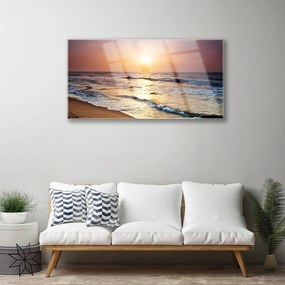 Quadro acrilico Paesaggio del sole della spiaggia del mare 100x50 cm