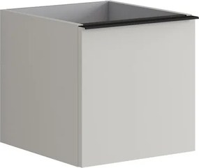 Cassettiera Pixel con 2 cassetti (1 interno) frontale Plain laccato opaco Beige Greige e maniglia alluminio nero opaco L.40 H.40 P.45,5 cm.