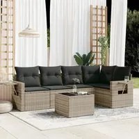 Set Divano da Giardino 6pz con Cuscini Grigio Chiaro Polyrattan 3220141