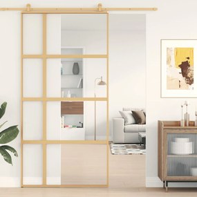 Porta Scorrevole Oro 102,5x205 Vetro Trasparente Esg Alluminio /