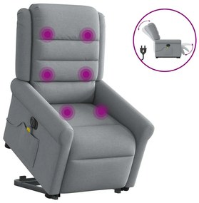 Poltrona Alzapersona Massaggi Elettrica Grigio Chiaro Tessuto /
