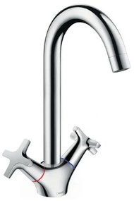 Rubinetto da cucina a collo di cigno Logis M32 argento cromato lucido HANSGROHE