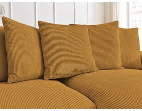 Divano angolare color senape allungabile e con contenitore rivestito in velluto a coste Voltaire – Bobochic Paris