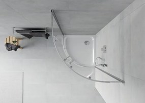Mexen Rio cabina doccia semicircolare 80 x 80 cm, trasparente, cromo + piatto doccia Flat, bianco - 863-080-080-01-00-4110