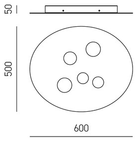 Plafoniera Moderna Luna Metallo E Alluminio Bianco 5 Luci Gx53